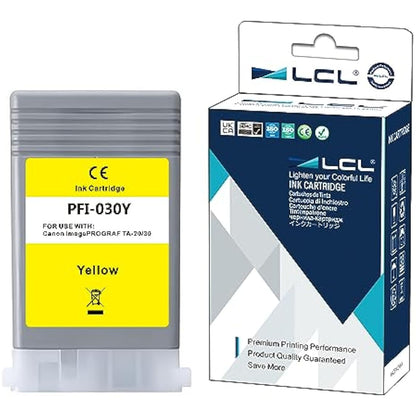 LCL Compatible Ink Cartridge PFI030 (Yellow) for Canon ImagePrograf TA-20, TA-30, TM-240, TM-340 (1Pack Yellow, 55ml, Waterproof, Light Resistant, Excellent Reliability)