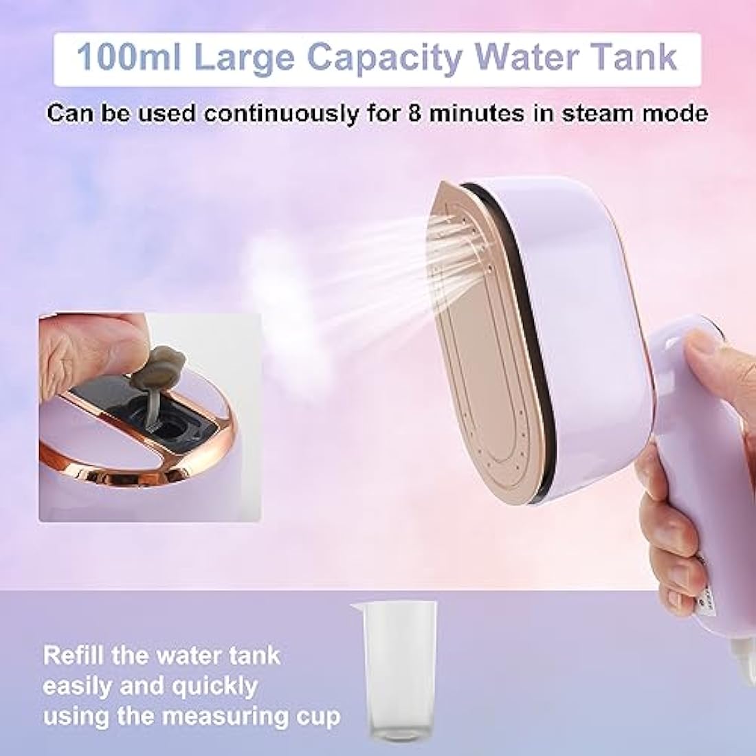 Travel Steam Iron, 1090W Foldable Mini Steam Iron Handheld, Travel Steamer for Clothes Supports Wet and Dry Ironing, 15s Fast Heat Up, Portable Steamer Iron for Home and Travel