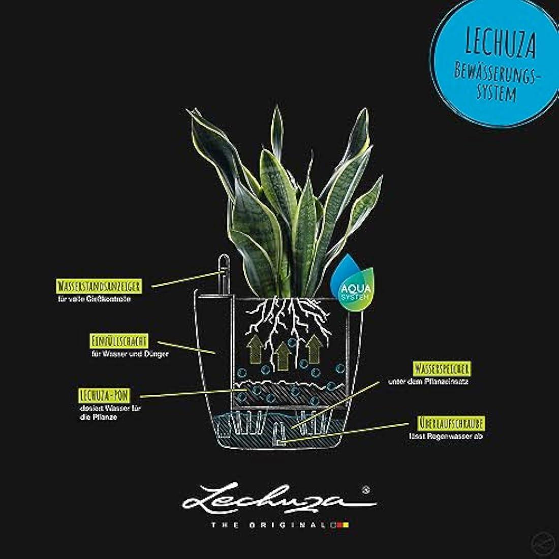 Lechuza CLASSICO Color 60 Self Watering Planter Large Garden Plastic Indoor and Outdoor Flower Plant Pot with Drainage Hole D60 H55.5 cm Sand Brown