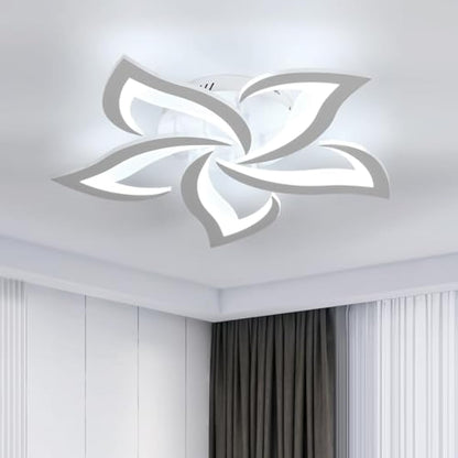 Riserva LED Ceiling Light, 60W Mordern Ceiling Lamp White, 6500K Cool White, Acrylic Petal Design Chandelier for Bedroom, Living Room, Dining Room, Kitchen, Φ60cm