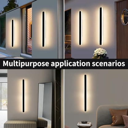 Mikeru 100cm LED Outdoor Wall Light, 2 Pack with Remote Control Dimmable, 3 Colour Temperature 3000K/4500K/6500K Exterior Wall Sconce, IP65 Waterproof Outdoor Porch Wall Light for Balcony, Patio