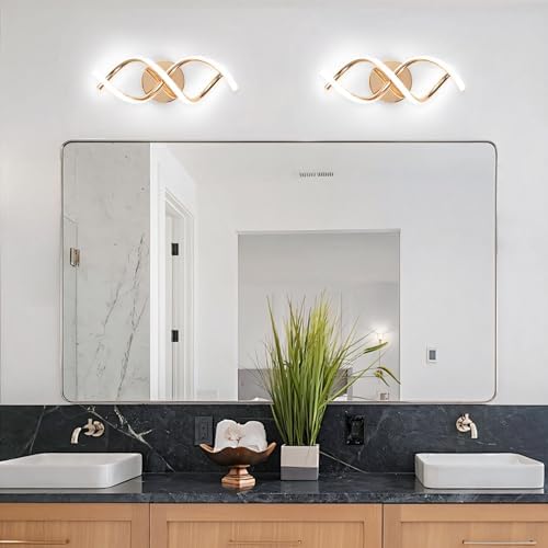 EIDISUNY Wall Lamp LED Gold Modern Elegant Spiral Indoor Wall Lights for Bedside Bedroom Living Room Hallway Wall Lighting Fixture Cool White Light 24W