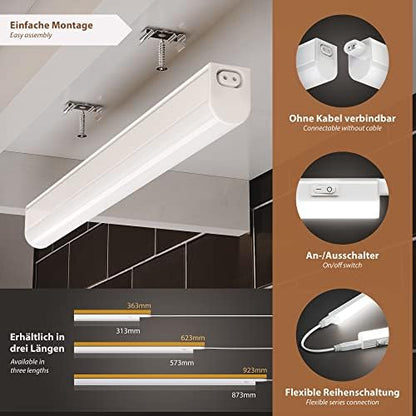Parlat LED Under-Cabinet luminaires Rigel, 57.3cm Each, 880lm Each, White, Set of 3, BS