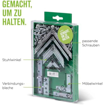 GAH-Alberts 332747 Angled Connecting Panels Raw Steel with Yellow Galvanised Surface in Assortment Box