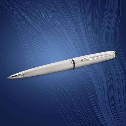 Waterman Expert Ballpoint Pen | Stainless Steel with Chrome Trim, Medium Nib with Blue Ink Refill, Gift Box