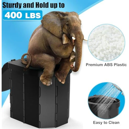 WADEO Upgraded Camping Toilet, Portable Travel WC with Lid Toilet Roll Holder, Perfect for Camping, Trip, Car (Black - Female Urinal + Chemical Bags)