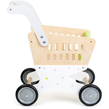 small foot 11161 Wooden shopping trolley, accessory for shop and role play, from 3 years old