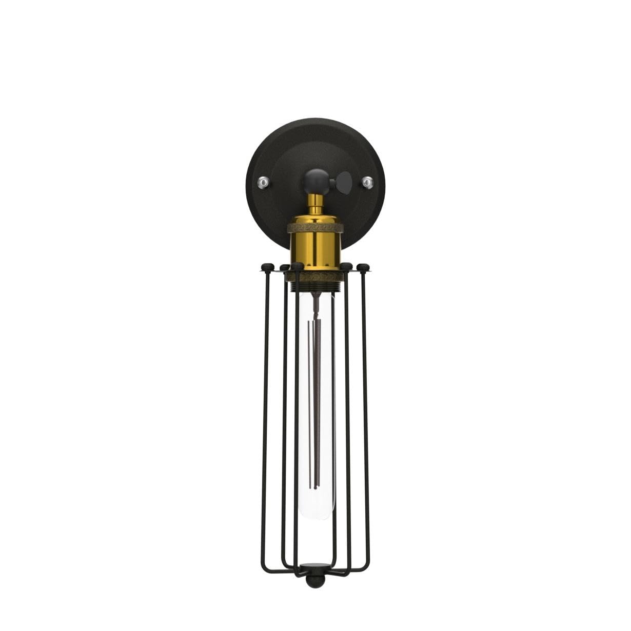 Two Packs Industrial Vintage Wall Light Tube Bulbs Rustic Adjustable Angle Wire Metal Cage Wall Lamp Sconces Retro Indoor Lighting Fixture Fit for
