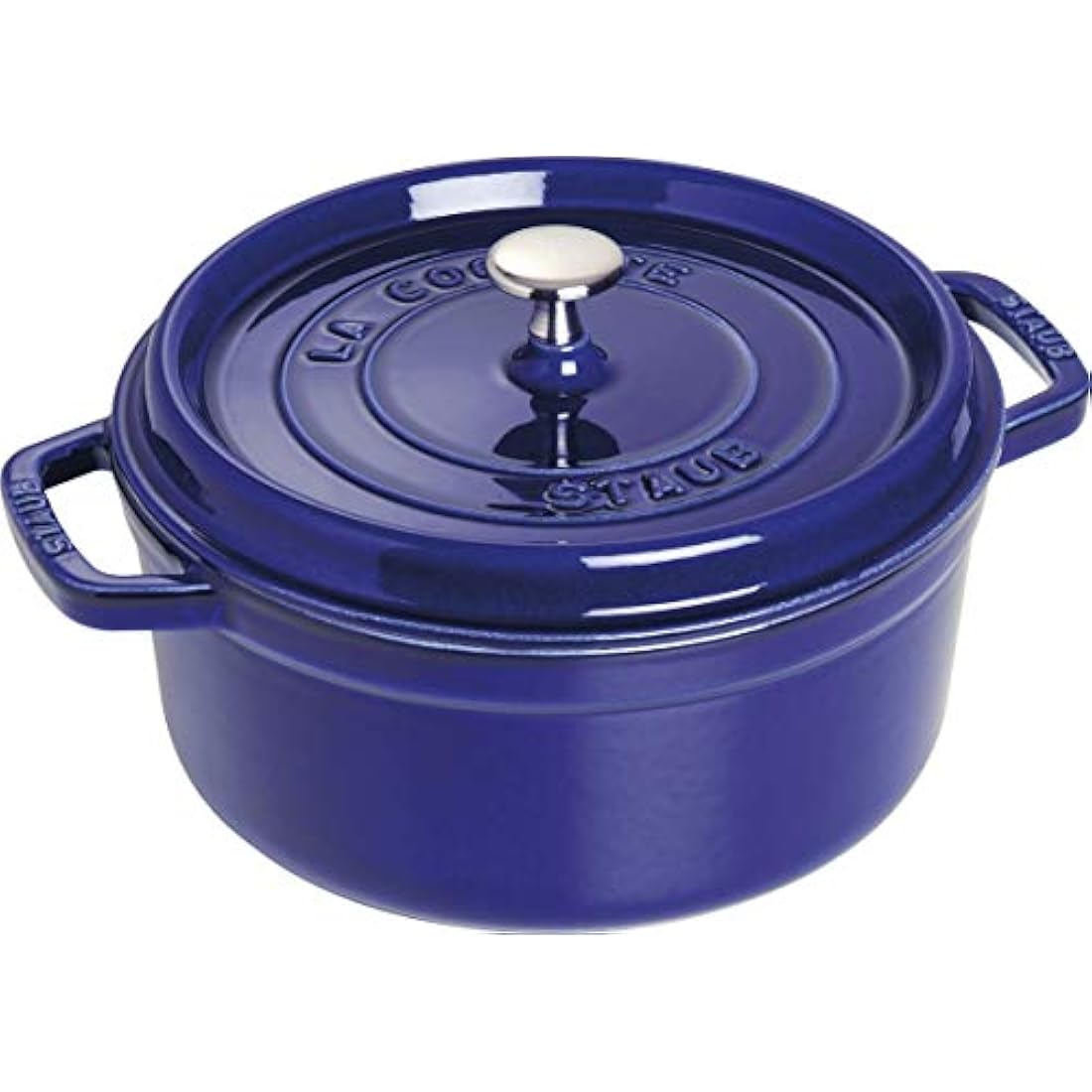 STAUB Cast Iron Roaster/Cocotte with Steamer Insert, Round, 26 cm, 5.2 L, With matte black interior enamel, Dark Blue