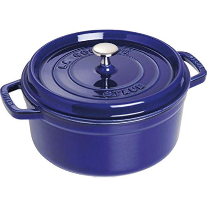 STAUB Cast Iron Roaster/Cocotte with Steamer Insert, Round, 26 cm, 5.2 L, With matte black interior enamel, Dark Blue