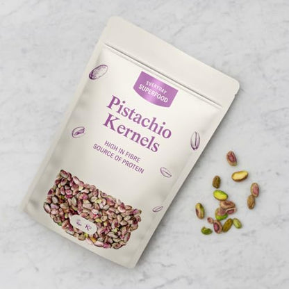 Everyday Superfood Raw Pistachio Kernels 1kg | Certified & Tested for Aflatoxin | Shelled, Unsalted, No Hidden Oils | for Snack or Baking