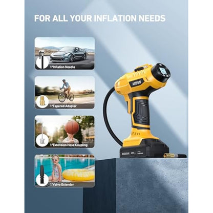 AstroAI Cordless Tyre Inflator Air Compressor, 12V DC and 20V Rechargeable Battery Dual Power 160PSI Portable Handheld Car Tyre Pump with Digital Pressure Gauge for Car Motorcycle Bicycle Ball