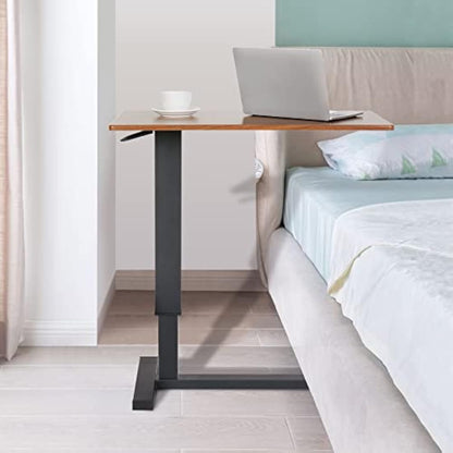 FATIVO Overbed Bedside Table with Rolling Wheels 80x40x89.5cm C Shape Side Table Adjustable Height Hospital Bed End Table Sofa Large Laptop Side Table for Couch, Living Room, Multiple Uses