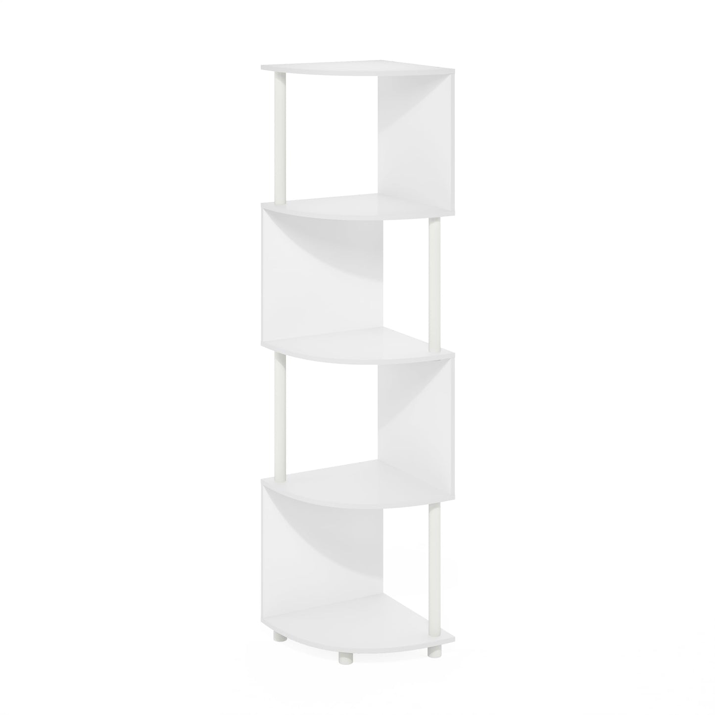 Furinno ECON Corner Shelf, 4-Tier Corner Book Shelf, Zigzag Storage Shelves, Display Rack, Bookshelf, for Organization and Storage, Living Room