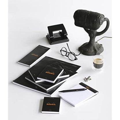 RHODIA 190009C - Stapled Notepad N°19 Black - A4+ - 80 Detachable Sheets - Plain White Clairefontaine Paper 80 g/m² - Coated Card Cover - Pack of 5 pads