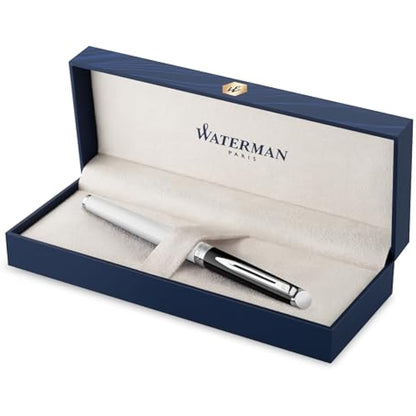 Waterman Hémisphère Rollerball Pen | Black & White Lacquer with palladium Coated Trim | Fine Point | Black Ink | Gift Box