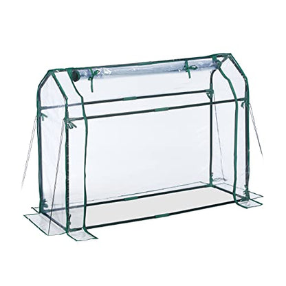 Relaxdays Metal Greenhouse, 92 x 124 x 42 cm, Transparent with Roll-up Door