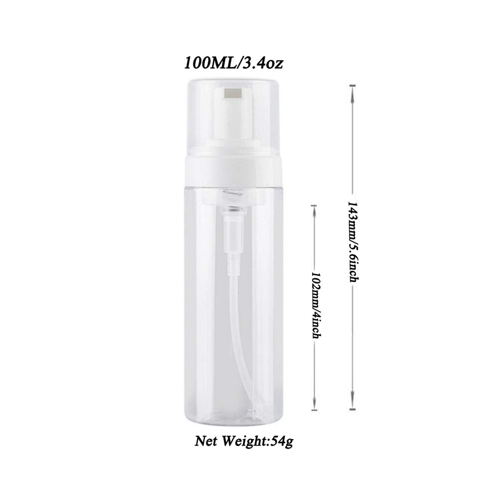 2PCS 100ML/3.4Oz Refillable Empty Plastic Foam Foamer Dispenser Pump Bottles Cosmetics Lotion Makeup Shampoo Facial Cleanser Liquid Soap Dish Foaming
