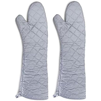 Linwnil New 1 Pair Heat Resistant Oven Gloves New Cotton Oven Mitts Kitchen Gloves High Temperature Cooking Tool BBQ Gloves (23Inch)