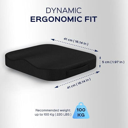bonmedico Memory Foam Seat Cushion for Office Chair - Non-Slip, Seat Pads for Coccyx Pain Relief to Support Standing - Portable Car Seat Cushion w/Handle for Lower Back Support