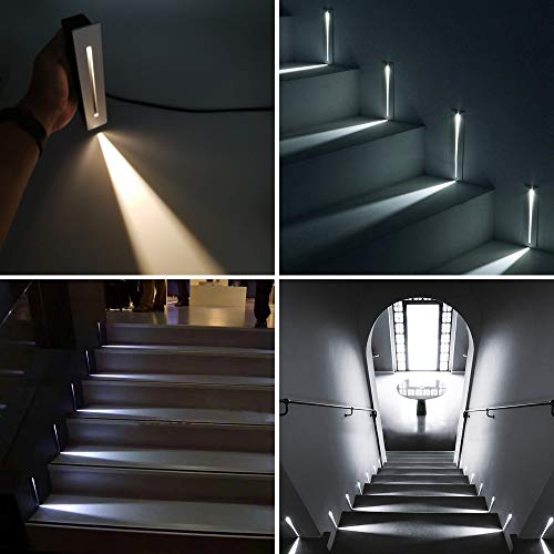 LED Recessed Stair Light Step Light 220V Wall lamp Corner Decoration Lamp Hallway Lamp 2PCS (Warm White, White)