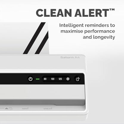 Fellowes Saturn A4 Small Office Laminator – InstaHeat, 60-Second Warm-Up, Jam Release, Auto Shut-Off – For 80/100/125 Micron Pouches – Includes 10 Sheets – Home & Office Use