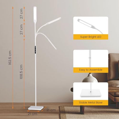 Lastar LED Floor Lamp, Reading Standing Lamps with Remote and Touch Control for Living Room, Bedroom, Office with 4 Color Temperature & 4 Brightness Levels, 60 min Timer & Memory Function (White)