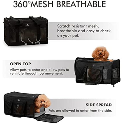 X-ZONE PET Airline Approved Soft-Sided Pet Travel Carrier for Dogs and Cats (Large, Black)