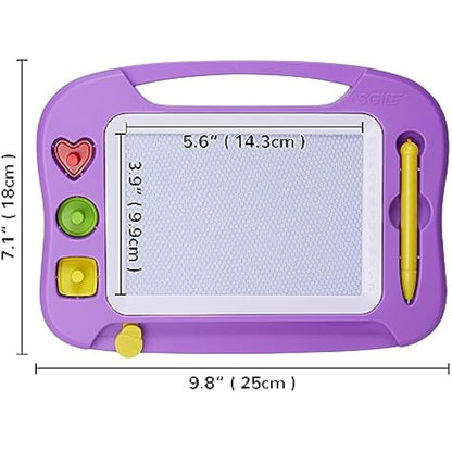 SGILE Magnetic Drawing Board for Kids, Colorful Erasable Doodle Board with Magnet Pen, Painting Sketch Pad with Three Stamps, Travel Toy, Birthday Gift, Educational Learning Toy for Toddlers, Purple