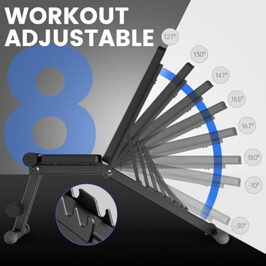 PASYOU Adjustable Weight Bench Full Body Workout Multi-Purpose Foldable Incline Decline Exercise Workout Bench for Home Gym,PA300