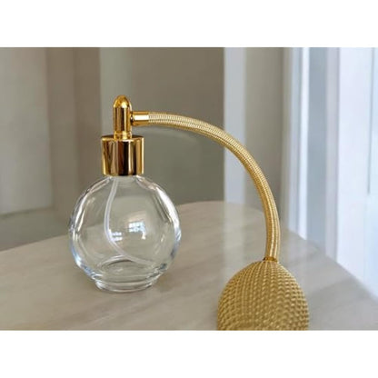 Classic Round Bottle 78ml Tassel Perfume Atomizer, Filling Funnel & Box (Gold)