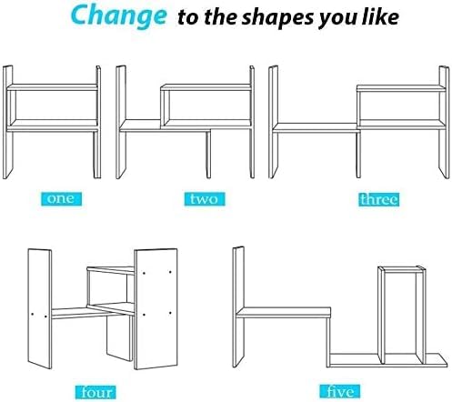 Ulrikco Expandable Wood Desktop Bookshelf, Desktop Organizer Office Storage Rack, Free Style Wood Display Stand Shelf, Corner Desk Storage Shelf