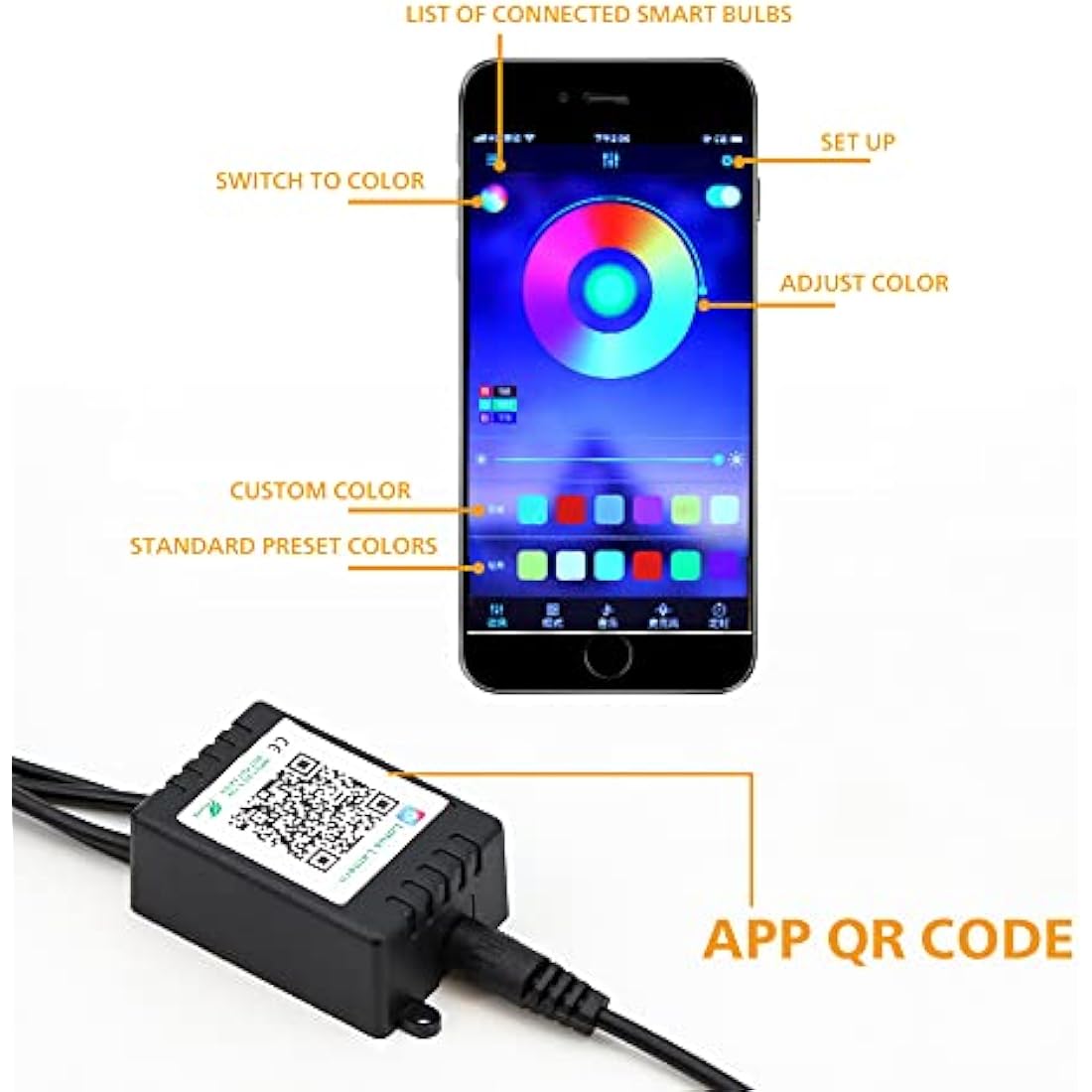 GDICONIC 4x RGB LED Under Car Tube Strip Underglow body Neon Light Kit Phone App Control RGB LED Strips Bluetooth Car Atmosphere Lights