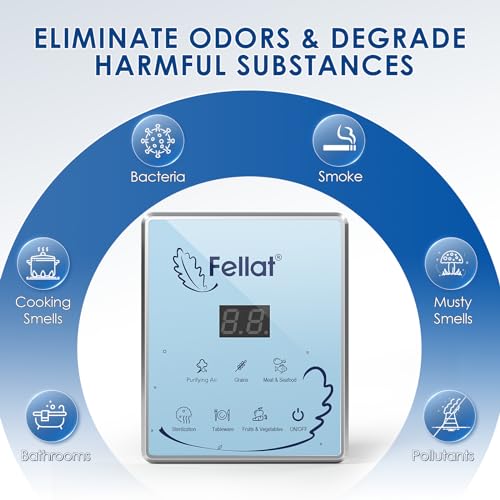 Ozone Generator, FELLAT 600mg/h Multipurpose Ozone Machine for Water and Air, Portable Ozone Generator with 2 Pack Air Stones & Timer, Odor Eliminator
