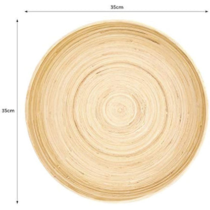 Dehaus® Stylish Wooden Bamboo Tray - Grey Large - Luxury Round Wood Lap Trays for Eating Dinner, Tea and Coffee Tray, Bar Drinks or Food Serving Trays with Handles - Eco Friendly