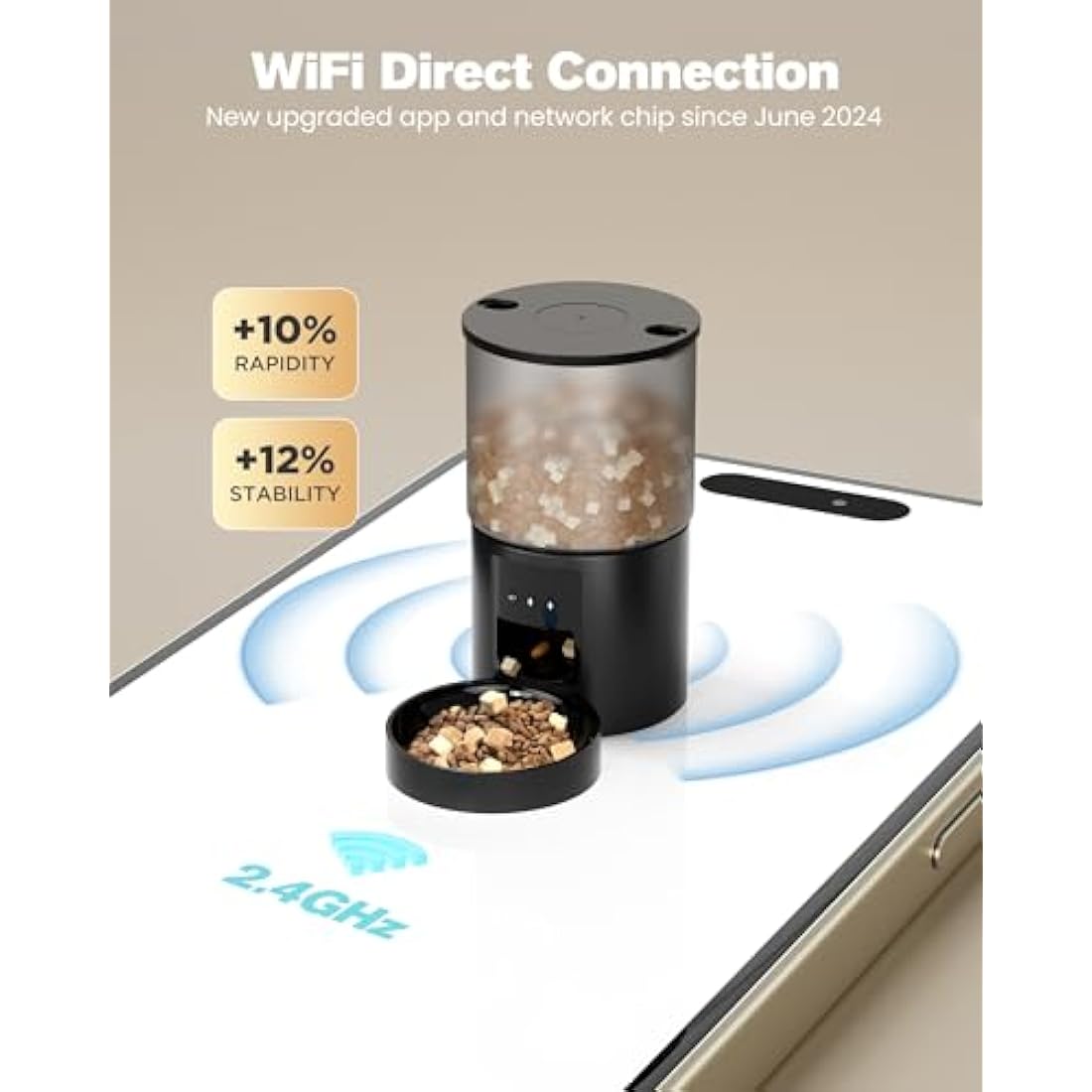 Automatic Cat Feeder Food Dispenser: Cat Feeder Automatic with Timer - 4L 2.4GHz WiFi Cat Food Feeder - Pet Automatic Feeder Auto Cat Bowls with 10s Voice Recorder APP Control Lockable Lid