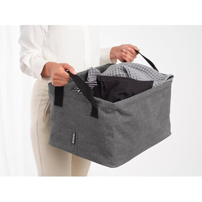 Brabantia - Foldable Laundry Basket 35L - Water Resistant Hamper for Wet & Dry Laundry - Storage Basket for Clothes and Linen - Soft Handles - Garment Washing - Home Accessory - Pepper Black