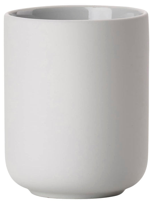 Zone Denmark Ume Stoneware/Ceramic Toothbrush Holder, Beautiful and Practical Bathroom Accessories, Diameter 8.3 cm, Height 10.3 cm, Soft Grey