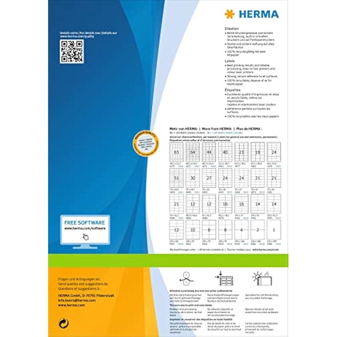 HERMA Self Adhesive Shipping Labels, 2 Labels per A5 Sheet, 400 Sheets, 148 x 105 mm, 800 Labels, Blank Parcel Labels Stickers, Sticky Labels for Laser & Inkjet Printer, White