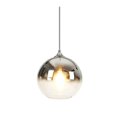 MZStech Spherical Gradient Color Glass Pendant Light Modern Glass Globe Lamp Chandelier Hanging Light (Silver, 20cm)