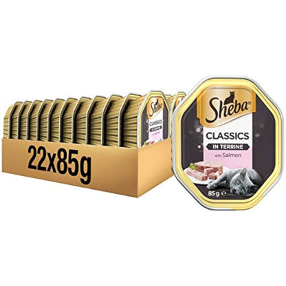 Sheba Classics Cat Food Trays Salmon in Terrine, 85 g (Pack of 22)