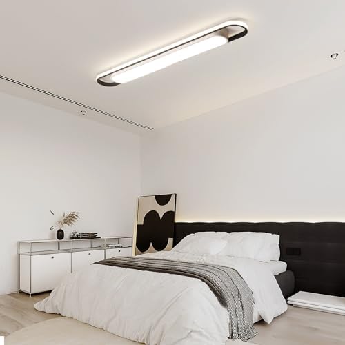 Naroume Modern Smart LED Linear Ceiling Lights Dimmable LED Ceiling Lamp with Remote Control 4ft Acrylic Flush Mount Ceiling Lighting Fixtures for Living Room Kitchen Dining Room (6-58) x2W (122CM)