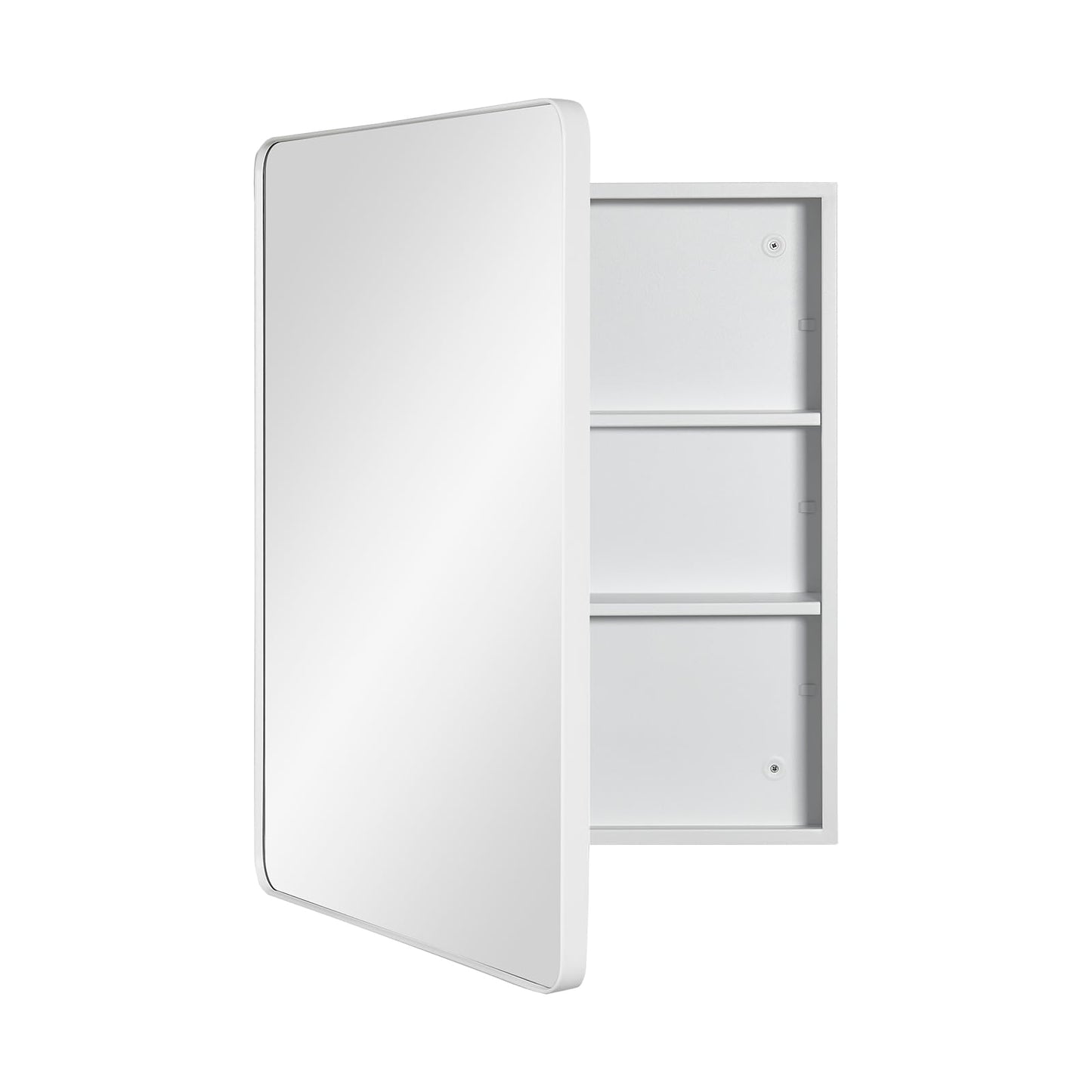 Fundin Steel Bathroom Mirror Cabinet with Storage - Single Door, Adjustable Shelves, Matte White, Surface Mount Wall Mounted - 50 x 65 cm