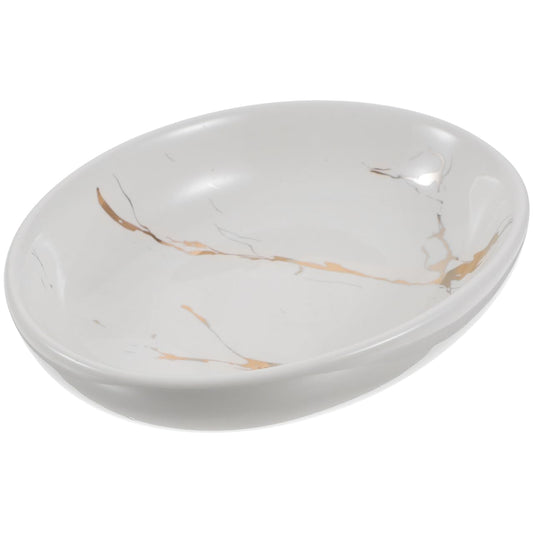 Alipis Elegant Marble Soap Dish Ceramic Oval Vanity Tray for Bathroom Gold Trays Decorative Holder Soap