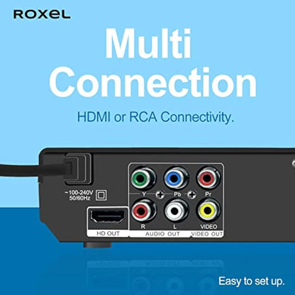 Roxel RDP-S500 DVD Player with HDMI Cable for TV, Multi Region DVD Player with USB Port, Remote Control, CD Player with FULL HD HDMI and RCA Port