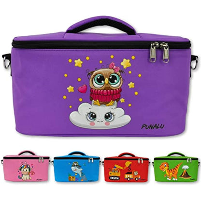 PUNALU Case for Toniebox, Space for 30 Tonies, Charger and Headphones Toniebox Bag (Owls Purple)