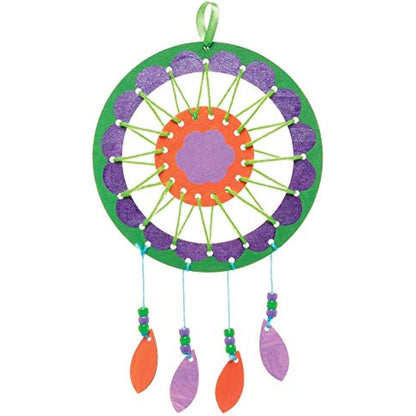 Baker Ross AW601 Wooden Dream Catcher Kit, Dreamcatchers for Kids to Make, Personalise and Display for Arts and Crafts Activities (Pack of 4)