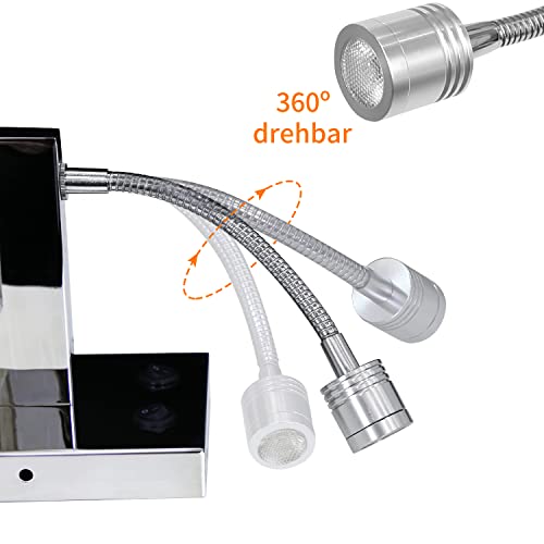 ZMH LED Wall Light Bedside Wall Lamp Reading Light Wall Lamp Flexible LED Reading Lamp Adjustable Reading Light White 2 Switches Modern Sconces E27