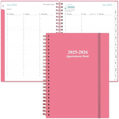 2024-2025 Appointment Book & Planner - A5 2024-25 Daily Hourly Planner from July 2024 - June 2025, Weekly Appointment Book with 30-Minute Interval, Medium 6.4" x 8.5", Pink