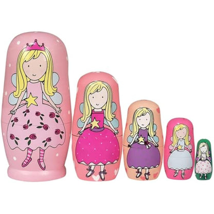 ELUTONG Wooden Nesting Dolls Russian - Angel Russian Matryoshka Nested Dolls, 5Pcs/Set Handmade Stacking Educational Learning Kids Toys